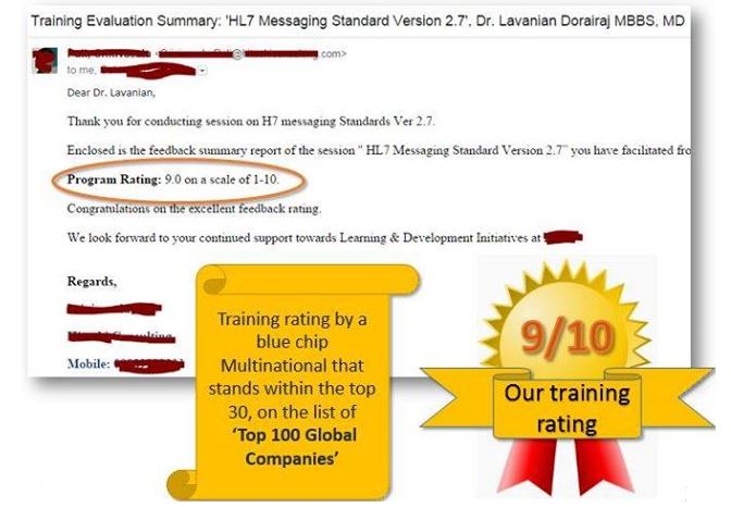 9 out of 10 rating by a Blue Chip Multinational!